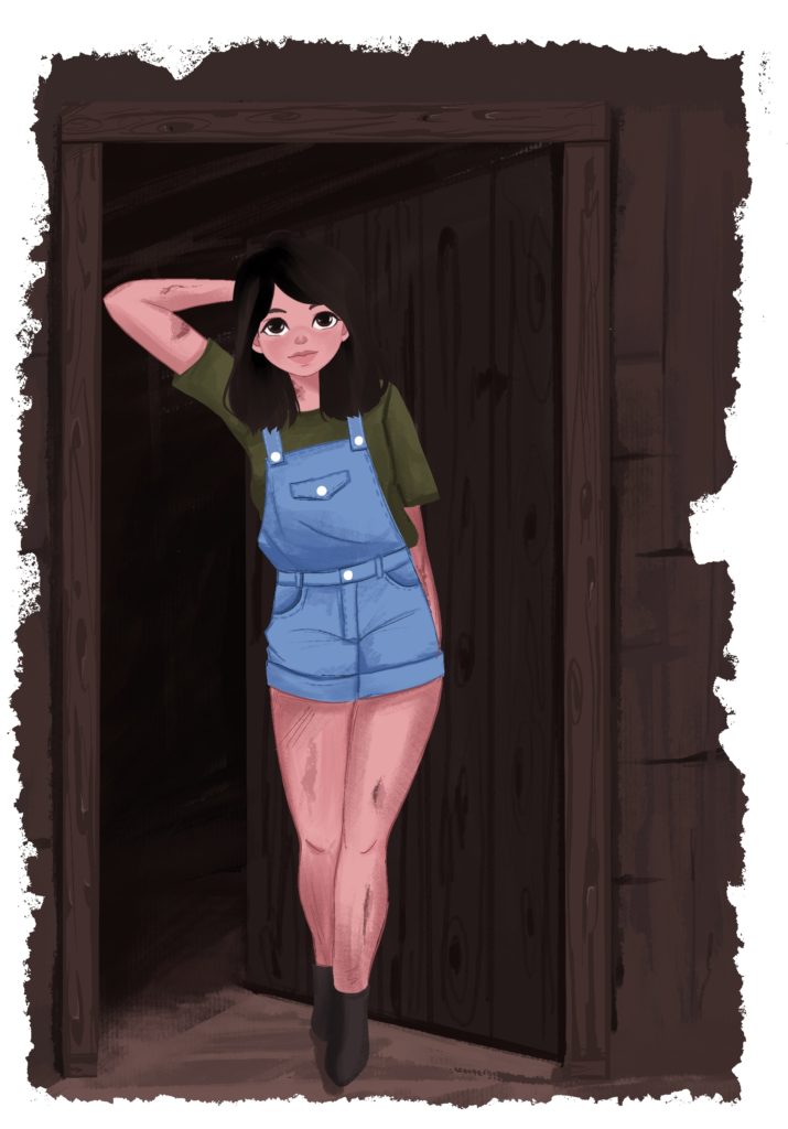 Woman standing in a door.